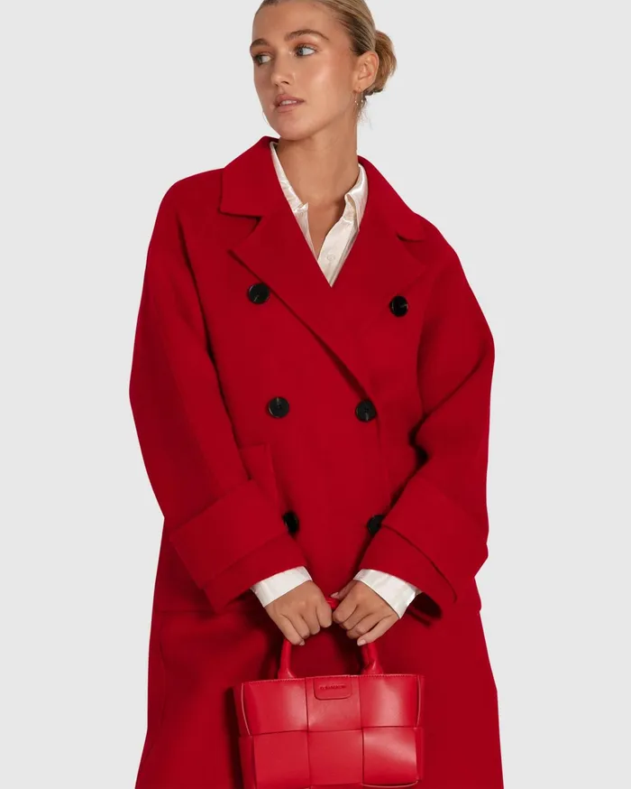 Women Coats and Jackets Belle and Bloom Rumour Has It Oversized Wool Blend Coat 8211 Red