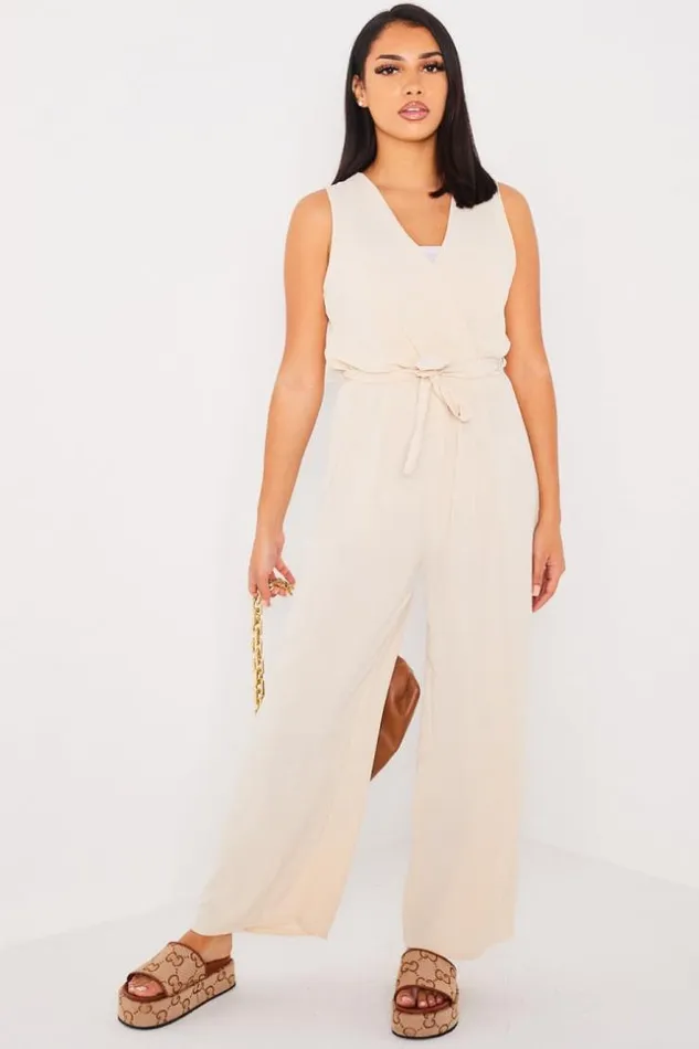 Women Combinaison Pantalon Ceinture Beige Beige Brentiny Paris Playsuits