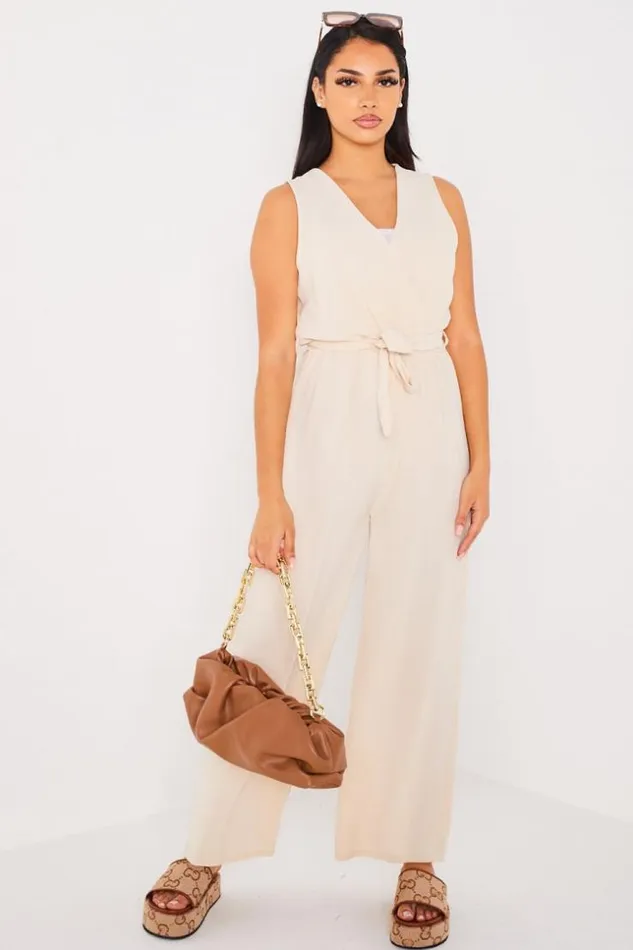 Women Combinaison Pantalon Ceinture Beige Beige Brentiny Paris Playsuits