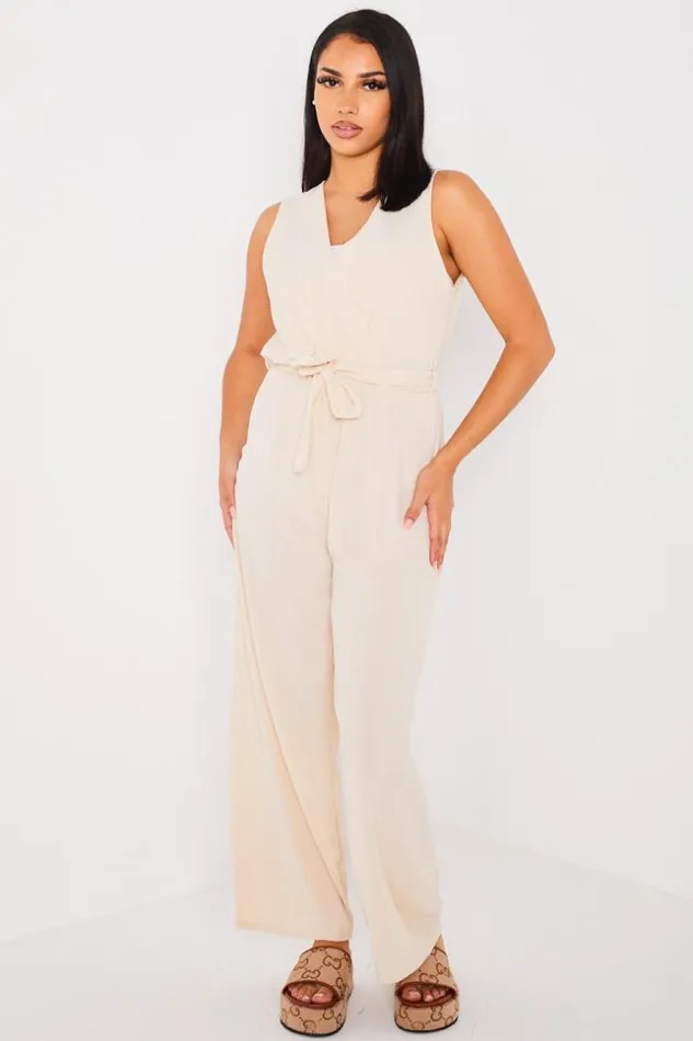 Women Combinaison Pantalon Ceinture Beige Beige Brentiny Paris Playsuits