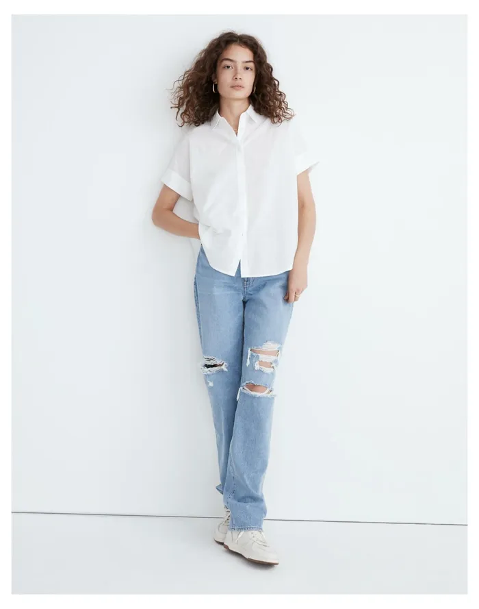 Women Courier Pintuck Back Shirt Eyelet White Madewell Tops and Shirts Women Courier Pintuck Back Shirt Eyelet White Madewell Tops and Shirts