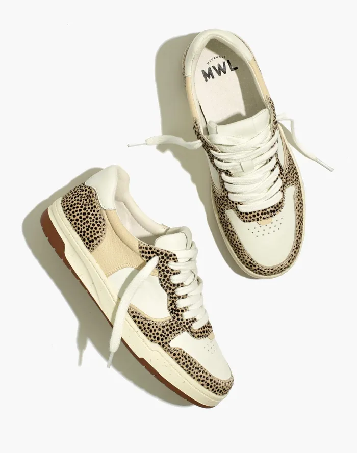 Women Court Sneakers In Spotted Calf Hair Sand Beige Multi Madewell Sneakers