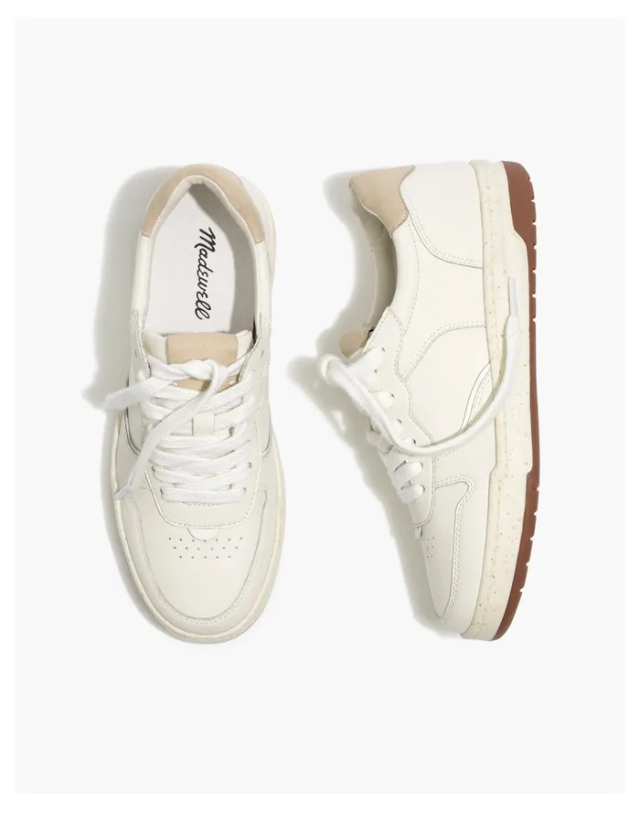 Women Court Sneakers In White Leather Ivory Multi Madewell Sneakers