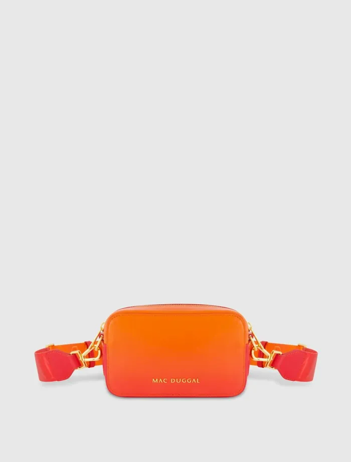 Women Crossbody Bags Mac Duggal Ombre Small Leather Crossbody Camera Bag With Adjustable Strap 8211 FINAL Sunset Ombre