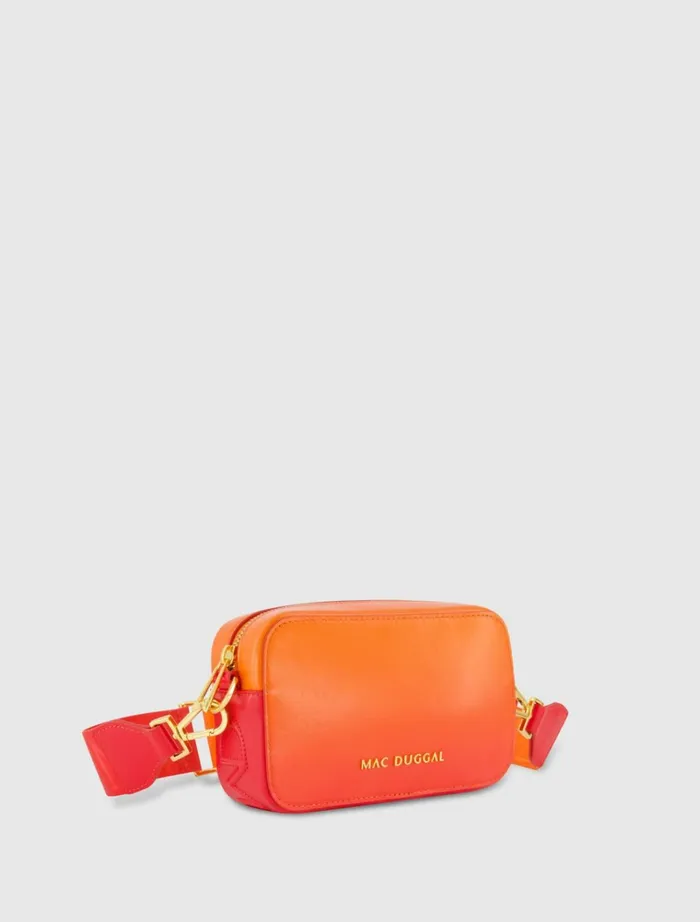 Women Crossbody Bags Mac Duggal Ombre Small Leather Crossbody Camera Bag With Adjustable Strap 8211 FINAL Sunset Ombre
