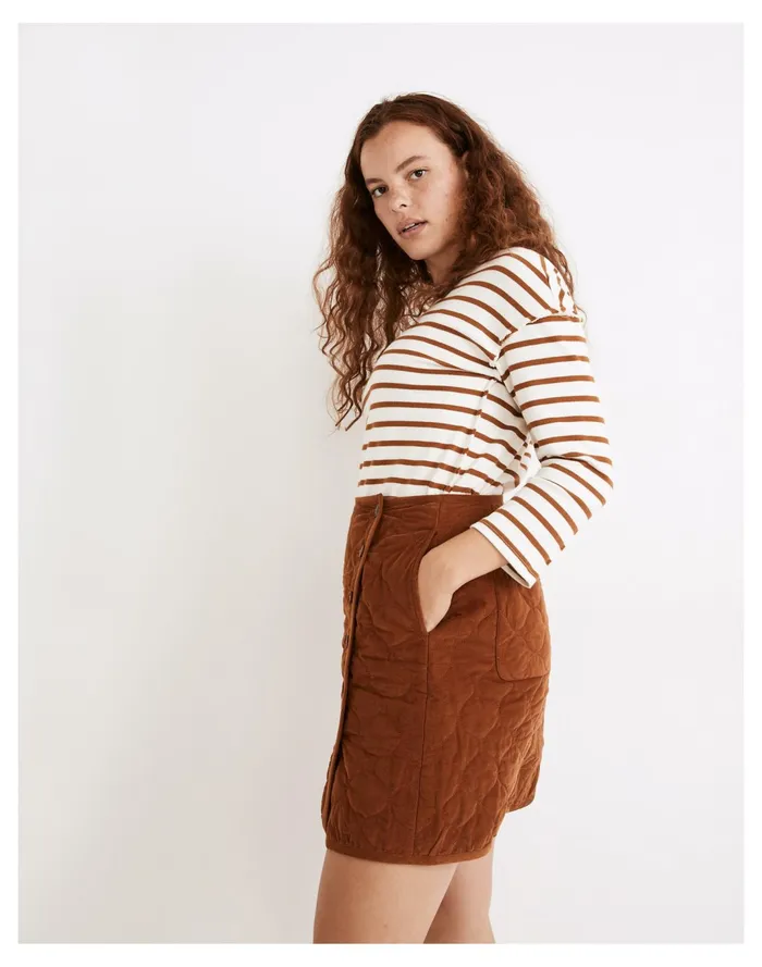 Women Curvy Corduroy Quilted Mini Skirt Warm Coffee Madewell Skirts Women Curvy Corduroy Quilted Mini Skirt Warm Coffee Madewell Skirts
