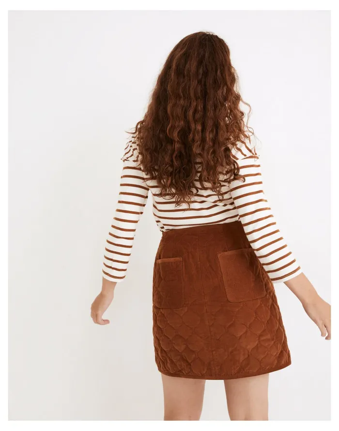 Women Curvy Corduroy Quilted Mini Skirt Warm Coffee Madewell Skirts Women Curvy Corduroy Quilted Mini Skirt Warm Coffee Madewell Skirts