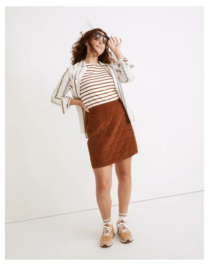 Women Curvy Corduroy Quilted Mini Skirt Warm Coffee Madewell Skirts Women Curvy Corduroy Quilted Mini Skirt Warm Coffee Madewell Skirts