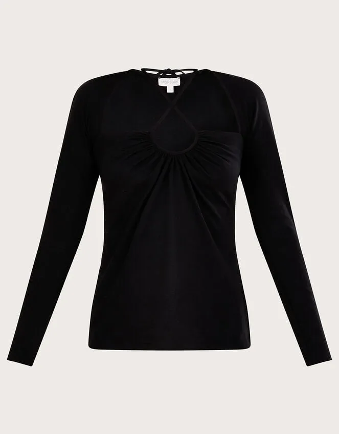 Women CutOut Halter Jersey Top Black Monsoon Tops and Blouses