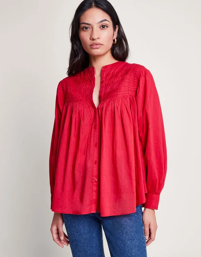 Women Dahlia Pintuck Shirt Pink Monsoon Tops and Blouses