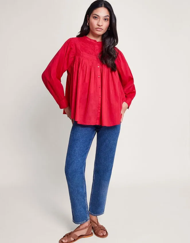 Women Dahlia Pintuck Shirt Pink Monsoon Tops and Blouses