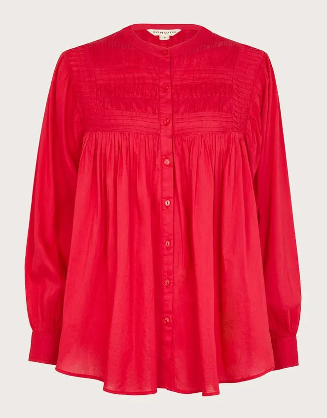 Women Dahlia Pintuck Shirt Pink Monsoon Tops and Blouses