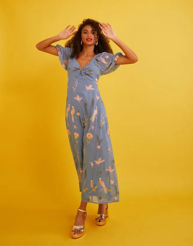 Women Dani Embroidered Midi Dress Blue Monsoon Dresses