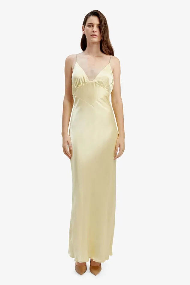 Women Day To Night Dresses Bardot Capri Diamonte Slip Dress In Canary Yellow Canary Yellow