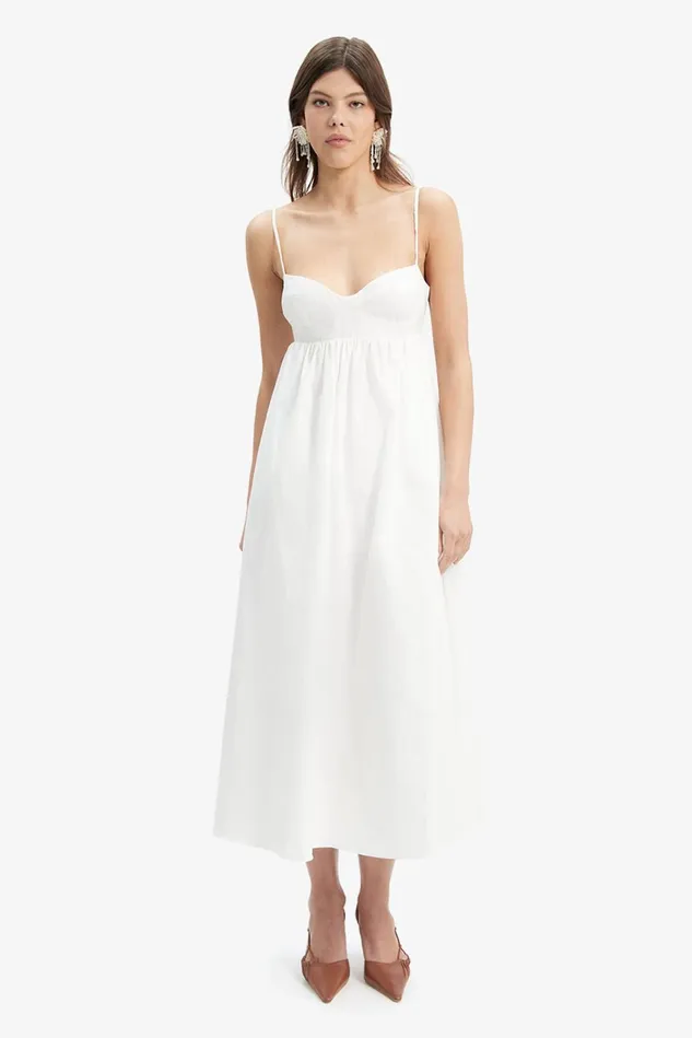 Women Day To Night Dresses Bardot Lenora Midi Dress In Orchid White Orchid White