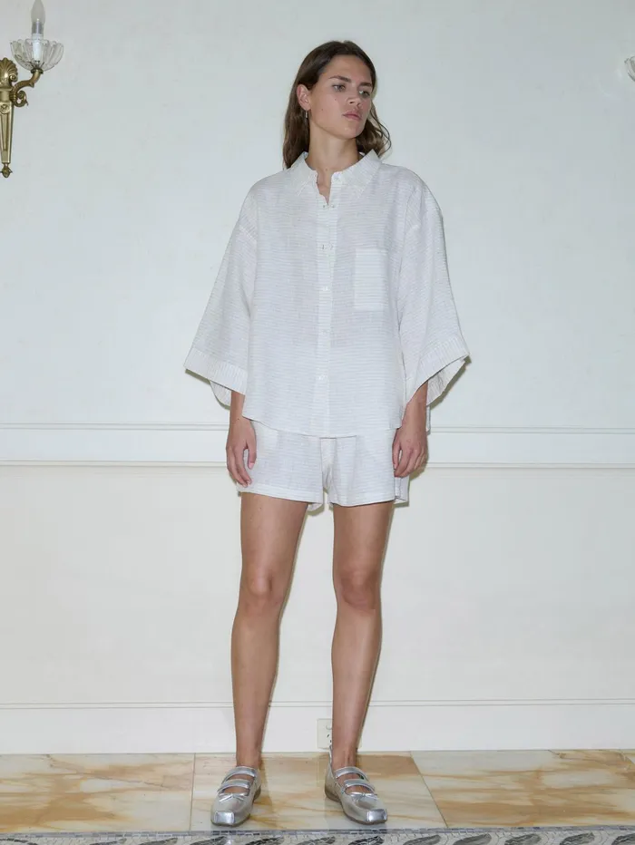 Women Deiji Studios 8211 The 03 Linen Loungewear Set Short In Linen Story Stripe The UNDONE Loungewear