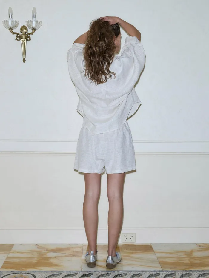 Women Deiji Studios 8211 The 03 Linen Loungewear Set Short In Linen Story Stripe The UNDONE Loungewear