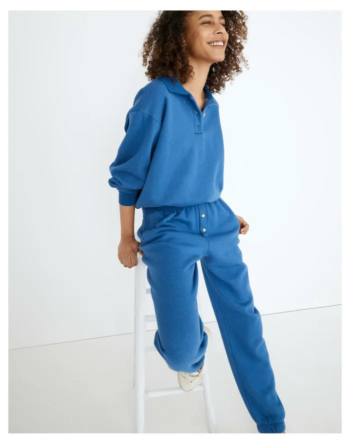 Women Donni Vintage Fleece Polo Sweatshirt Blueberry Madewell Sweatshirts and Sweatpants Women Donni Vintage Fleece Polo Sweatshirt Blueberry Madewell Sweatshirts and Sweatpants
