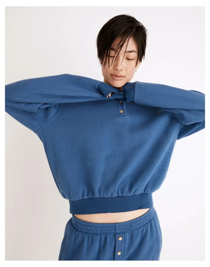 Women Donni Vintage Fleece Polo Sweatshirt Blueberry Madewell Sweatshirts and Sweatpants Women Donni Vintage Fleece Polo Sweatshirt Blueberry Madewell Sweatshirts and Sweatpants