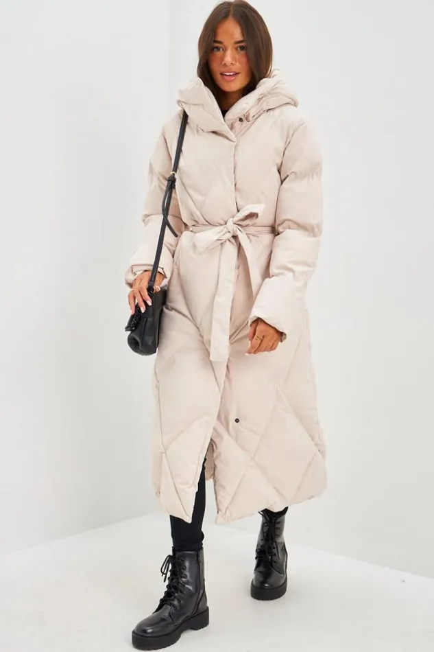 Women Doudoune Beige Matelasse Capuche Beige Brentiny Paris Parkas And Down Jackets