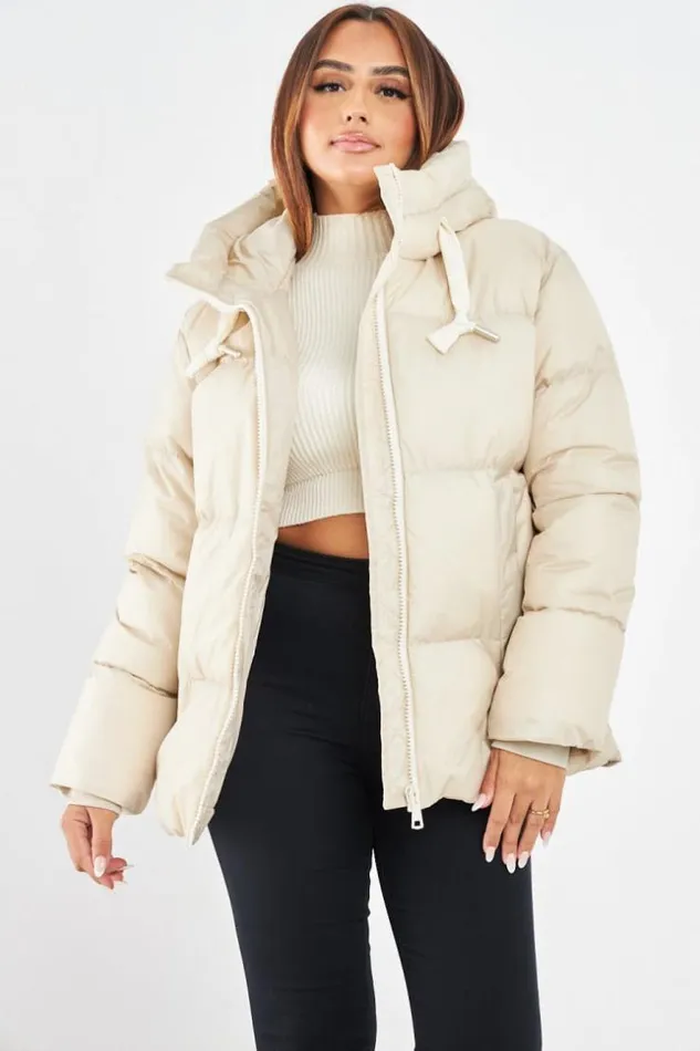 Women Doudoune Beige Matelasse Courte Beige Brentiny Paris White Tops