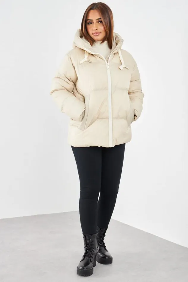 Women Doudoune Beige Matelasse Courte Beige Brentiny Paris White Tops