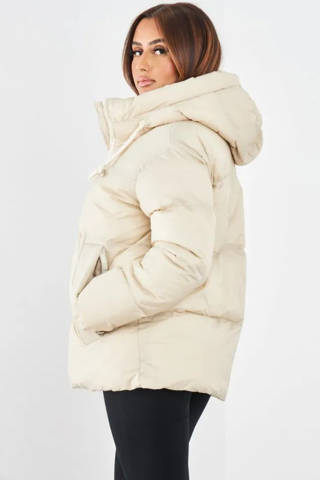 Women Doudoune Beige Matelasse Courte Beige Brentiny Paris White Tops