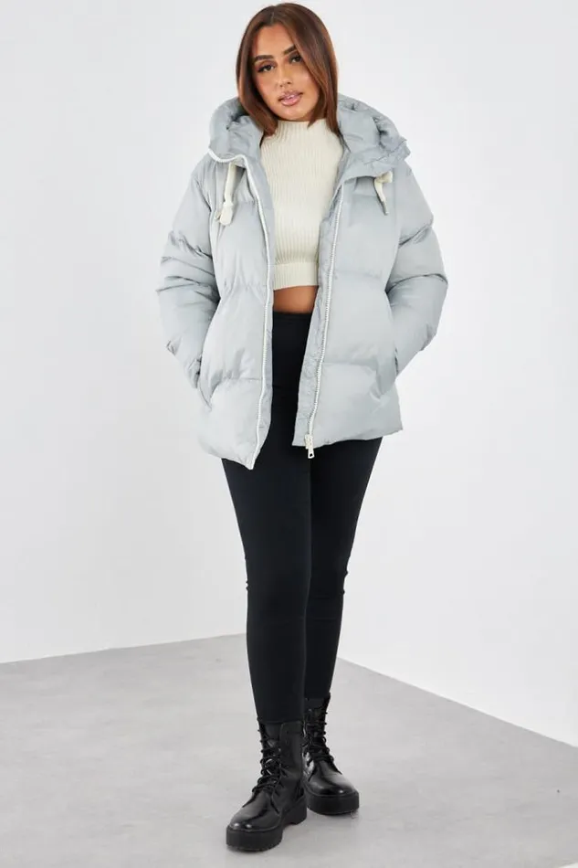 Women Doudoune Gris Matelasse Courte Grey Brentiny Paris White Tops
