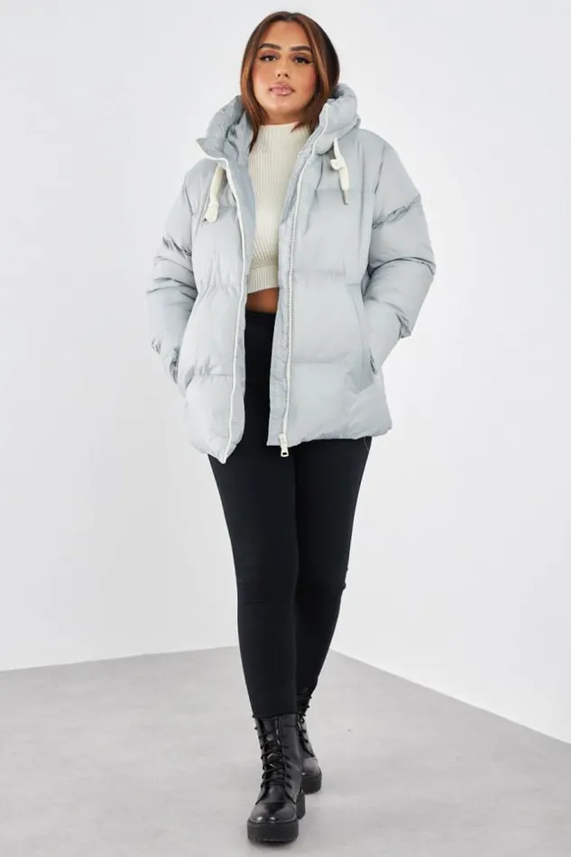 Women Doudoune Gris Matelasse Courte Grey Brentiny Paris White Tops