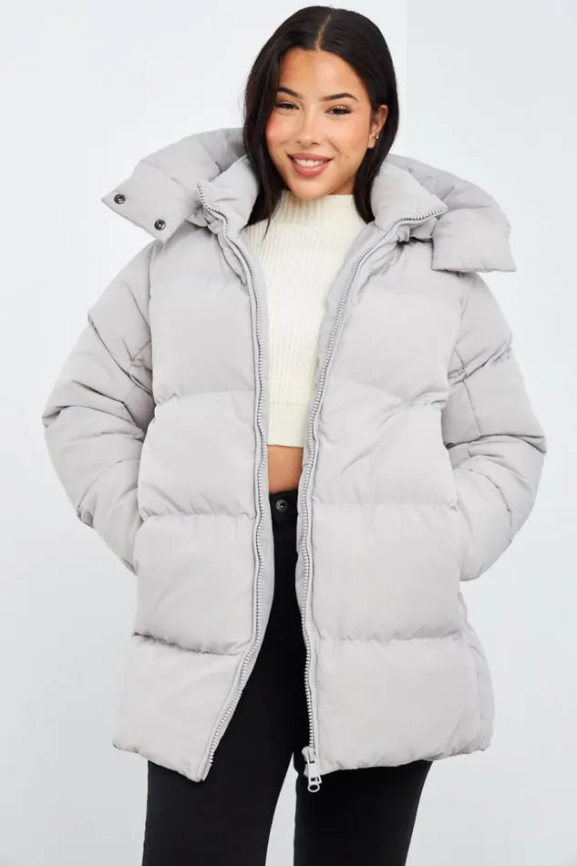 Women Doudoune Grise Matelasse MiLongue Grey Brentiny Paris Parkas And Down Jackets
