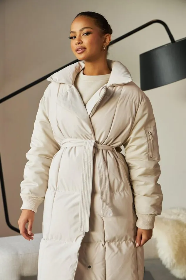 Women Doudoune Matelasse Longue Beige Col Montant Ceinture Beige Brentiny Paris White Tops Women Doudoune Matelasse Longue Beige Col Montant Ceinture Beige Brentiny Paris White Tops