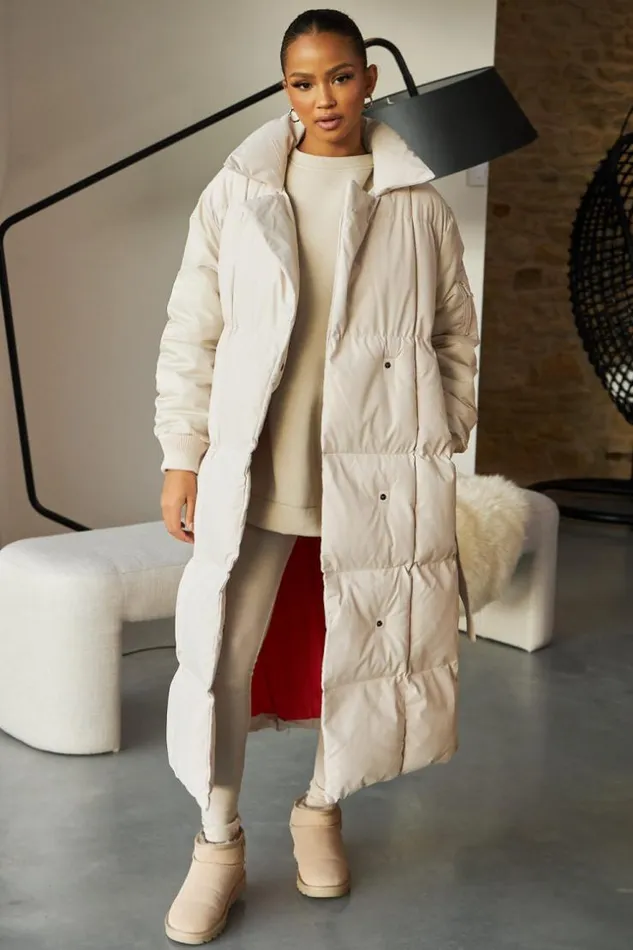 Women Doudoune Matelasse Longue Beige Col Montant Ceinture Beige Brentiny Paris White Tops Women Doudoune Matelasse Longue Beige Col Montant Ceinture Beige Brentiny Paris White Tops