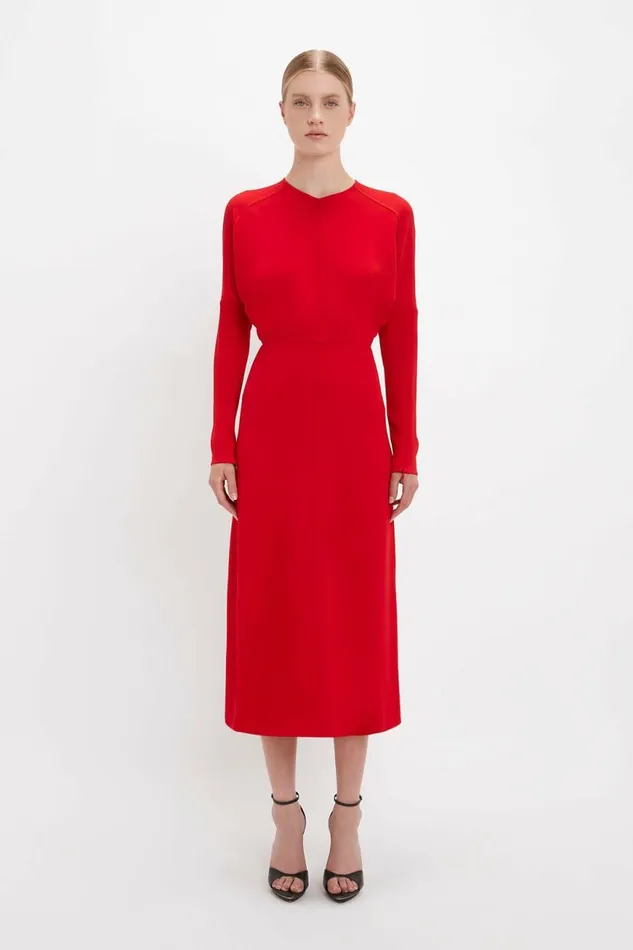 Women Dresses Victoria Beckham Dolman Midi Dress In Red