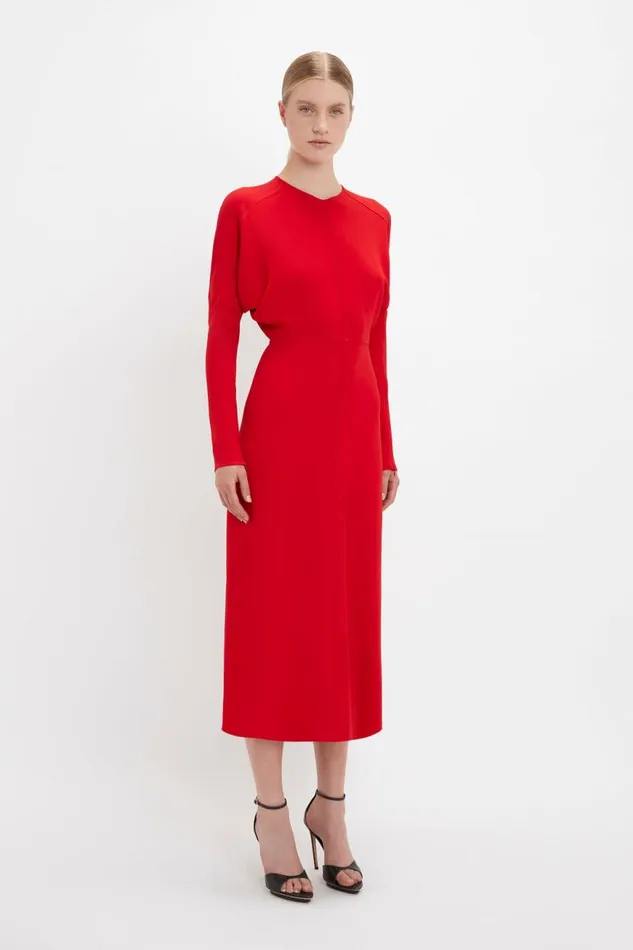 Women Dresses Victoria Beckham Dolman Midi Dress In Red