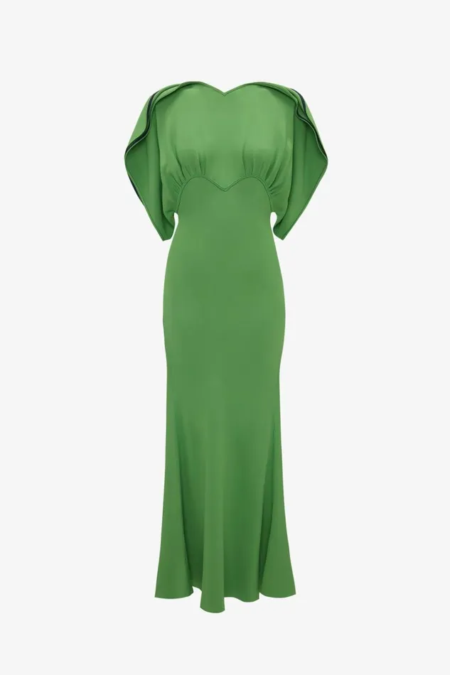 Women Dresses Victoria Beckham Drape Sleeve Midi Dress In Shamrock