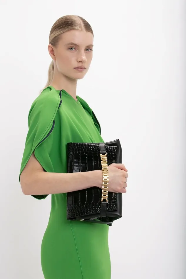 Women Dresses Victoria Beckham Drape Sleeve Midi Dress In Shamrock