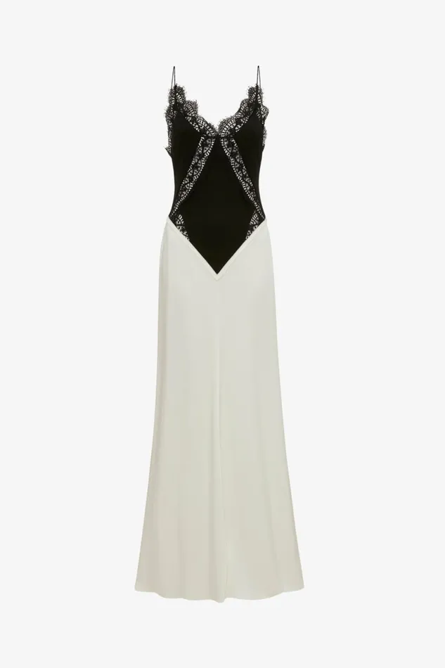 Women Dresses Victoria Beckham Lace Insert Cami FloorLength Dress In Ivory