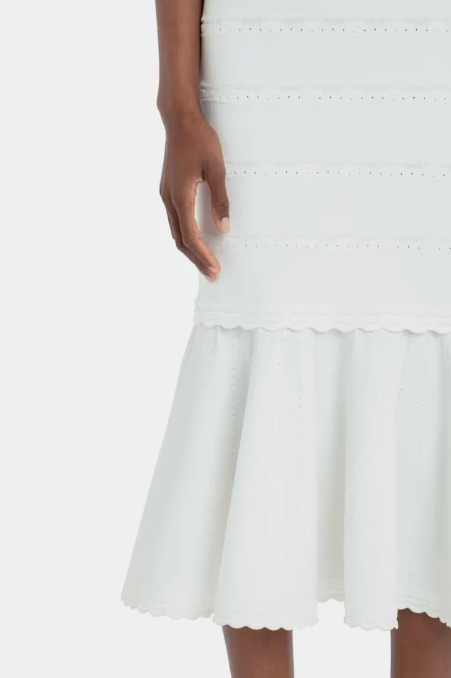 Women Dresses Victoria Beckham Stretch Knit Sleeveless Flared Dress In White