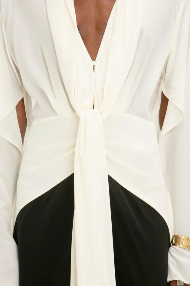 Women Dresses Victoria Beckham Tie Detail Gown In VanillaBlack