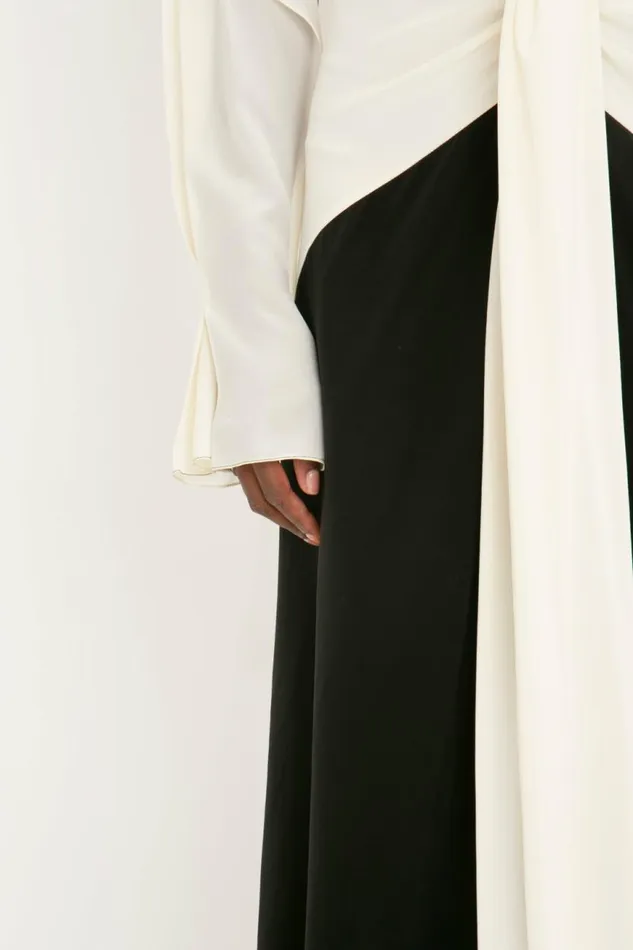 Women Dresses Victoria Beckham Tie Detail Gown In VanillaBlack