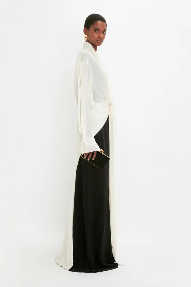 Women Dresses Victoria Beckham Tie Detail Gown In VanillaBlack
