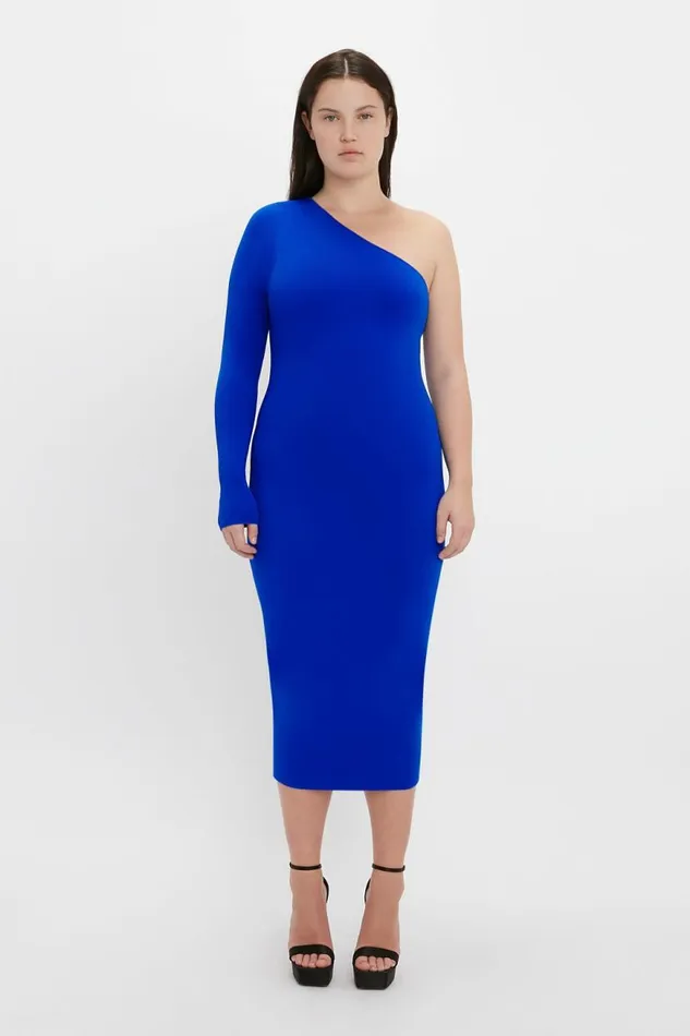 Women Dresses Victoria Beckham VB Body One Shoulder Midi Dress In Cobalt