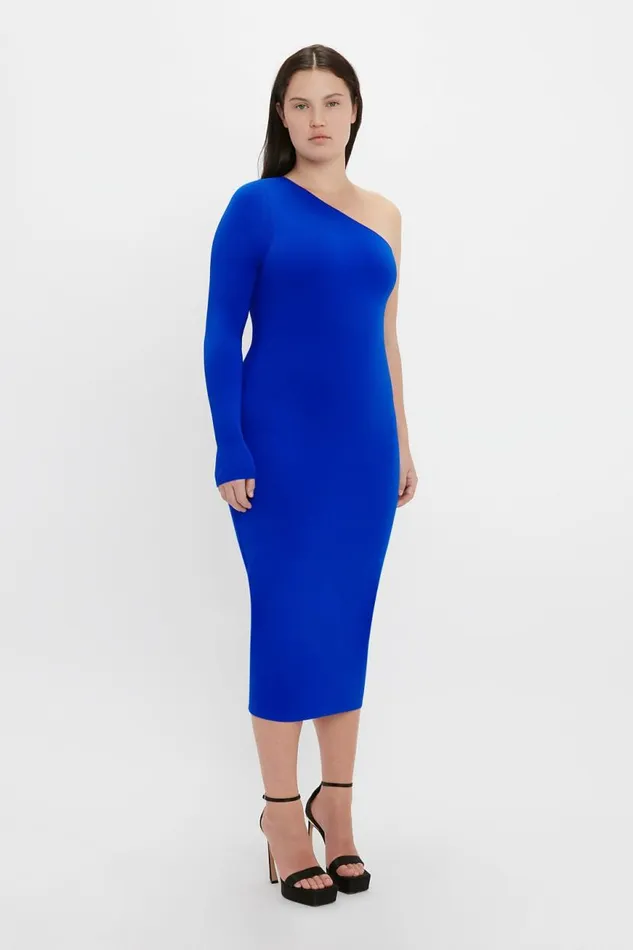 Women Dresses Victoria Beckham VB Body One Shoulder Midi Dress In Cobalt