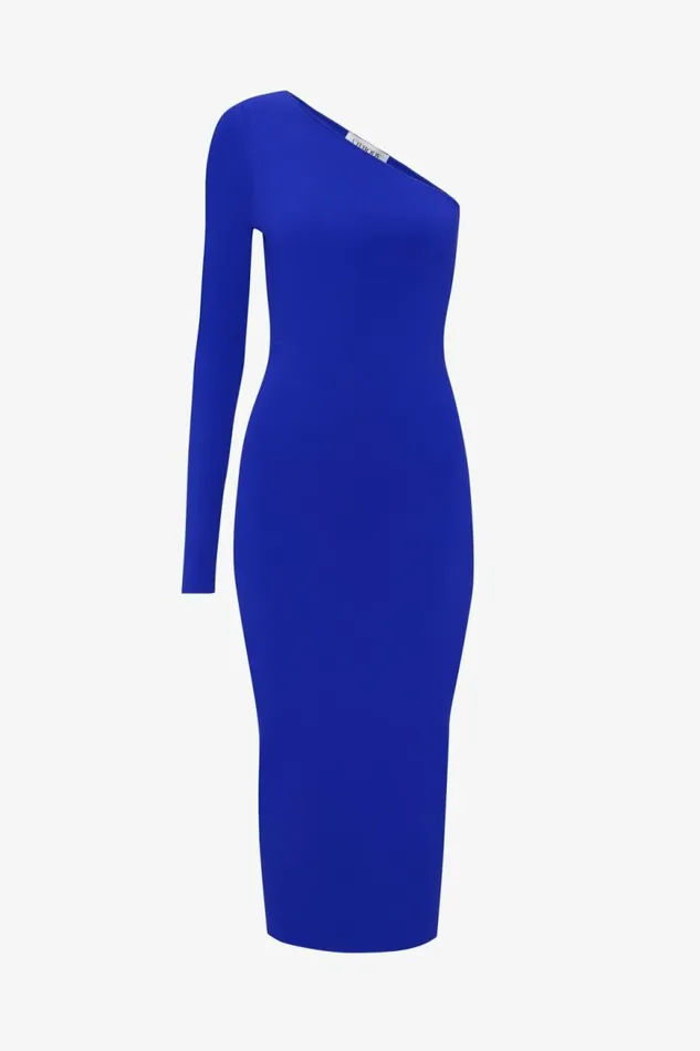 Women Dresses Victoria Beckham VB Body One Shoulder Midi Dress In Cobalt