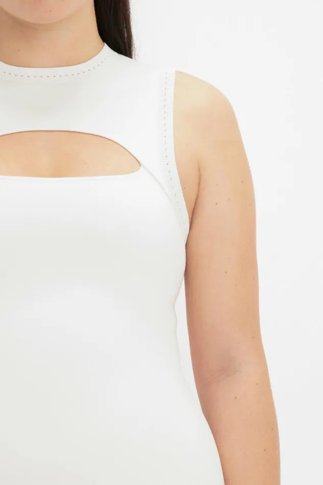 Women Dresses Victoria Beckham VB Body Slash Front Midi Dress In White