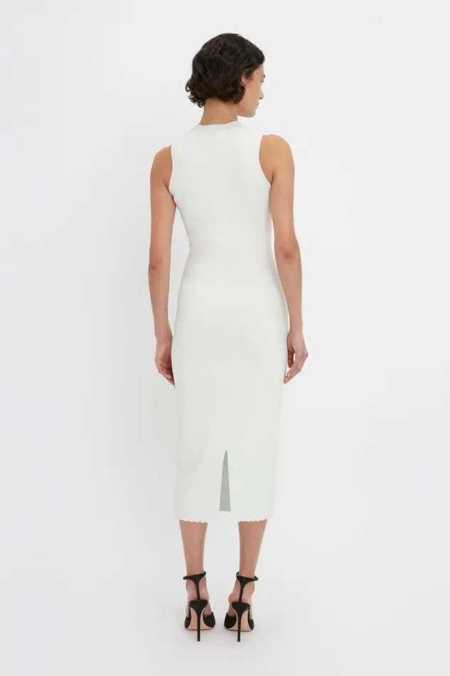 Women Dresses Victoria Beckham VB Body Slash Front Midi Dress In White
