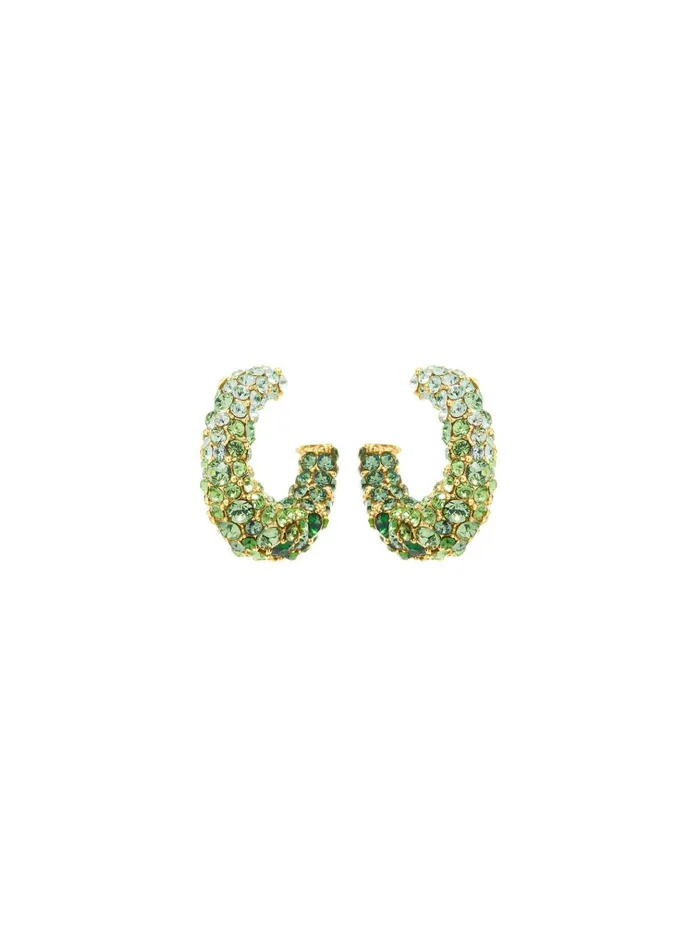 Women Earrings Oscar De La Renta Mini Paradise Hoop Earrings Green Multi