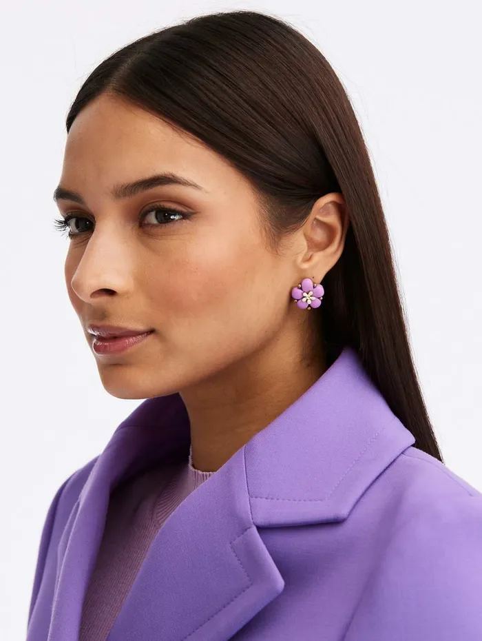 Women Earrings Oscar De La Renta Sakura Button Earrings Lilac Women Earrings Oscar De La Renta Sakura Button Earrings Lilac