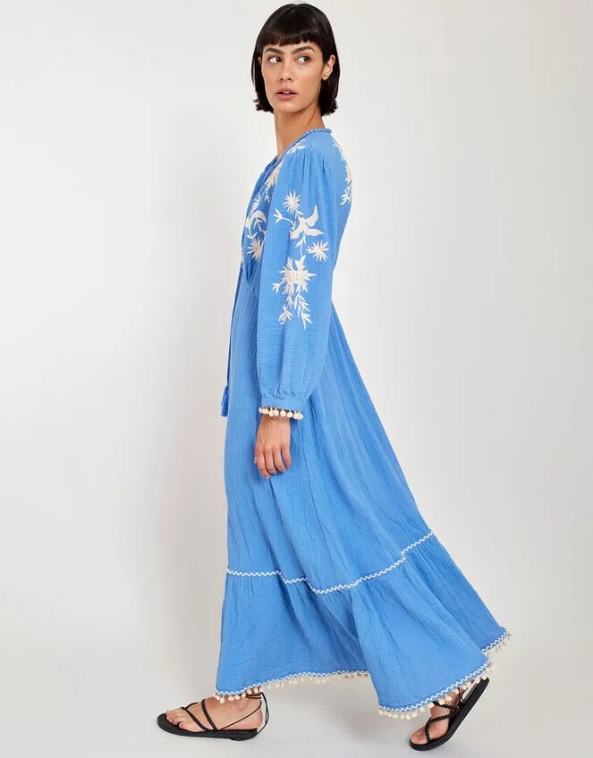 Women East Embroidered Long Sleeve Dress Blue Monsoon Dresses