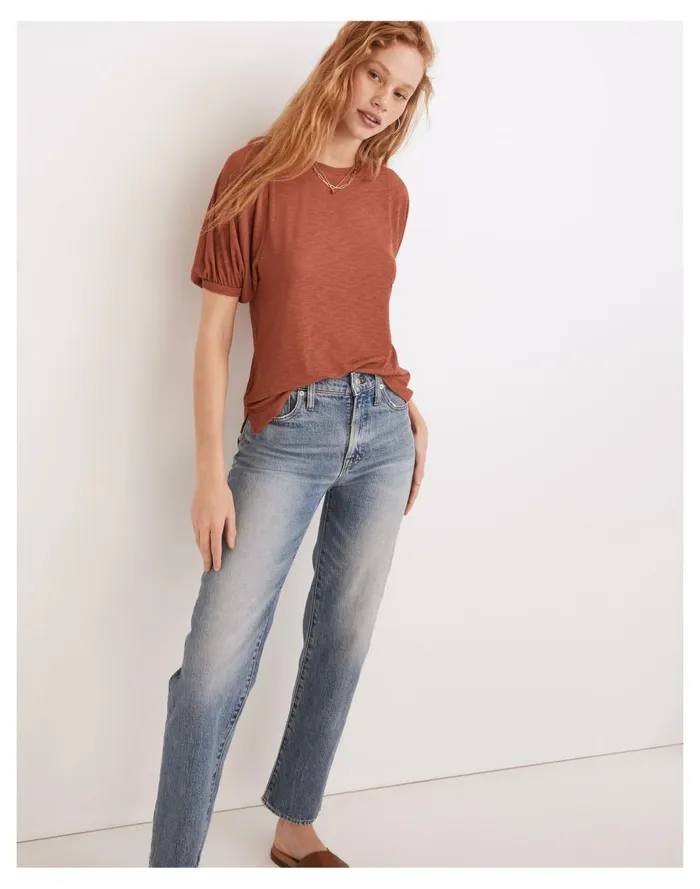 Women Eastover Bubble Sleeve Tee Weathered Brick Madewell Tops and Shirts